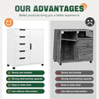 Letaya 5 Drawer Storage Cabinet, Mobile Printer Stand for Home Office,Dresser Chest with Shelves and Door(White)