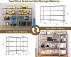 Himimi 4-Tier Adjustable Metal Shelving - 1600LBS Capacity, Heavy Duty Wire Organizer for Pantry, Kitchen, Garage, Laundry, 72" W x 18" D x 60" H, Silver