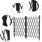 Double Folding Security Gate 5.25' H x 9.84' W Iron Accordion Security Gate Flexible Expanding Security Gate 360° Rolling Barricade Scissor Door with Padlock for Entry Security, Garage, Warehouse