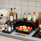 Leinuosen 7 Pcs Large Buffet Risers Set 6" to 12" Acrylic Display Box Catering Dessert Table Riser Food Display Decorative Stand with Hollow Bottom for Catering Supplies(Black, Rectangle)
