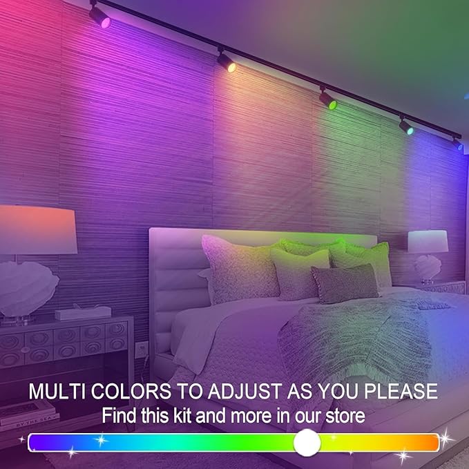 GU10 16-Color RGB Track Lighting Heads (12-Pack GU10) – IR Remote Control Color-Changing Ambient Lights, Perfect for Living Room, Home Parties, Nightclubs and Bars