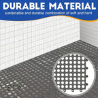 Tinideya 24 Modular Interlocking Floor Mat Rubber Tiles 12"x12" Drainage Interlocking Tiles Drain Holes Non-Slip Drainage Mats for Pool, Kitchen, Shower, Patio Pet Areas (Gray) (Round)