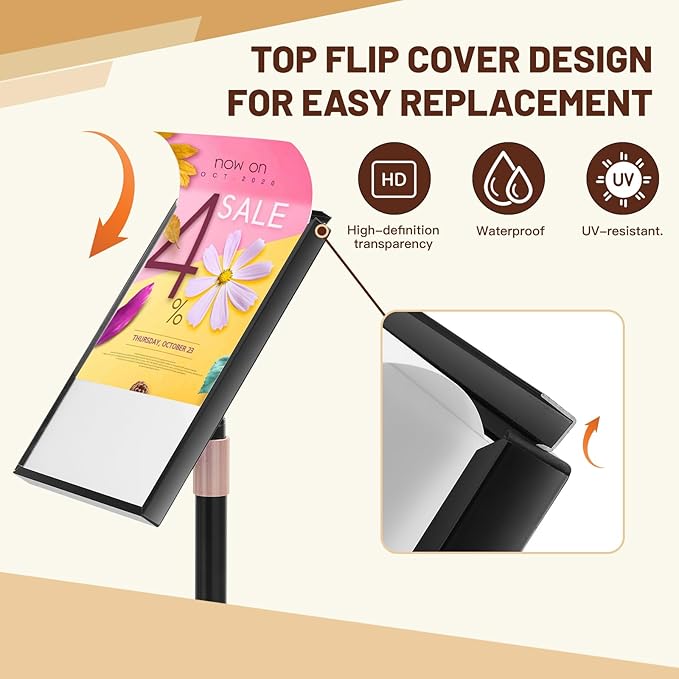 Sign Holder Stand 8.5x11 inch - Flip Open Pedestal Floor Standing Sign Holder, Adjustable Versatile Sign Stands for Display, Floor Sign Holder with Easy Replacement for Events and Promotions (1 PACK)