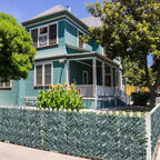 TANG 39"x433" Faux Ivy Privacy Fence Screen Roll- 1Pc Artificial Leaf Fences Greenery with Lattice Panel,Outdoor Green Wall Chain Link Fence Covering for Balcony Backyard Patio, Dark Green Ivy