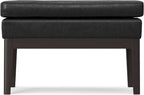 SIMPLIHOME Carlson Small Ottoman Bench - 27 inch Wide Upholstered Woven Fabric Rectangle Ottoman in Distressed Black, Mid Century Modern Bench for Bedroom or Living Room with Padded Seat