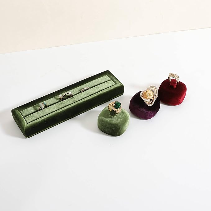 GemeShou Green Ring Display Stand for Jewelry, Velvet Single Ring Holder for selling, Cute Jewelry Display for Show【Green】