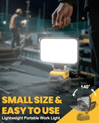 LIVOWALNY Cordless LED Work Light Compatible with Dewalt, 78W 7800LM 5" 20V Battery Flashlights with USB & Type-C & Low Voltage Protection & 140° Pivoting Head for Emergency, Outdoors & Job Site Light