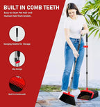 2-Pack is More economical，Brooms with Dustpan Combo Set， with 52" Long Handle, Dustpan Teeth with self-Cleaning Function, Indoor and Outdoor Sweeping, Perfect for Home Office