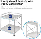 20 Inches Deep Large Printer Stand, 2 Tier Under Desk Printer Table with Height Adjustable Shelf, Rolling Printer Cart with Wheels for Home Office Storage - White