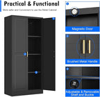 60 Inch Tall Pantry Cabinet, Metal Kitchen Storage Cabinet with Doors and Shelves, Black Cupboard for Food Storage, Freestanding Cabinet for Living Room, Dining Room - Assembly Required