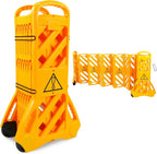 13 Foot Portable Driveway Fence Safety Barriers, Commercial Safety Barriers, Folding Security Gate Safety Barrier with Casters for Construction, Traffic Control, Driveway Gate