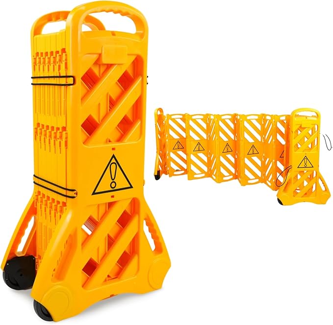 13 Foot Portable Driveway Fence Safety Barriers, Commercial Safety Barriers, Folding Security Gate Safety Barrier with Casters for Construction, Traffic Control, Driveway Gate