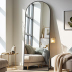 64"x21"Floor Mirror Arched Full Length Mirros, Mirror Floor Length Standing Hanging or Leaning & Large Full Body & Wall Mirror for Bedroom, Living Room, Aluminum Frame, Black