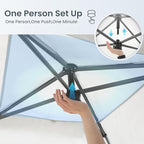 PHI VILLA 10x10 Pop Up Canopy Tent - One Push Setup, Instant Shade Tent with Vented Roof for Beach & Events - Includes Storage Bag, Sandbags, Stakes & Ropes (Blue)