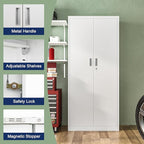 Metal Storage Cabinet, 71 Inch Tall Metal Storage Cabinet with Doors and Shelves, Pantry Cabinets for Kitchen Storage, Garage Cabinet for Living, Dining Room, Assemble Required