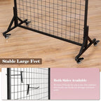 Kokorona 2-Pack 2.9' x 6' Grid Wall Panel Display Stand with 10 Grid Hooks, Wire Grid Wall Display Rack with Rubber Wheels, Floorstanding Art Display Panels for Art Craft Show, Retail Display Stand
