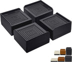 Bed Risers 1.5 inch Heavy Duty, Furniture Risers for Bed Sofa Table and Couch Lifting，Square Adjustable Risers Blocks, Support Up to 1,300 Lbs (4 Pack-Black)