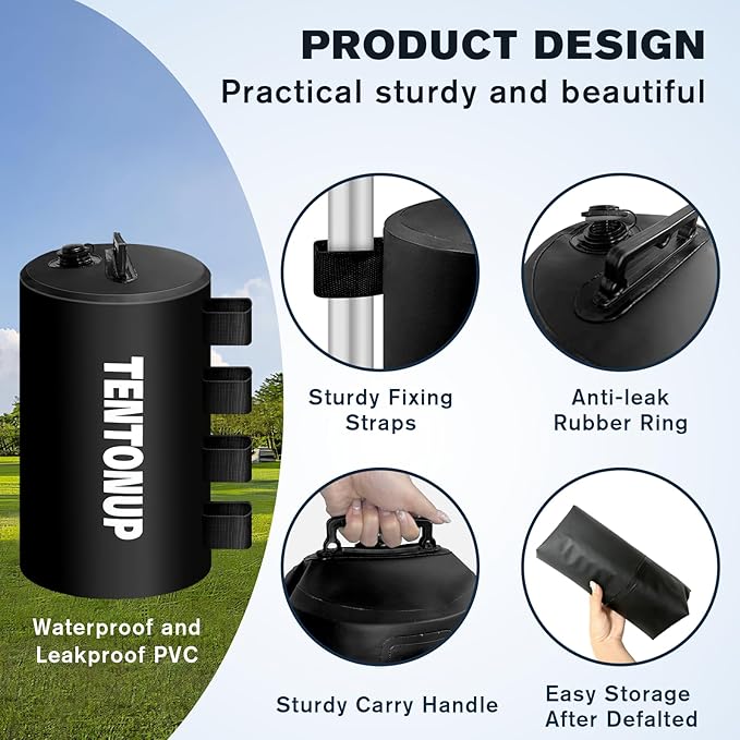 Canopy Water Weight Bags, 220 LBS Heavy Duty Canopy Weights Set of 4, Tent Water Weights for Pop Up Canopy, Gazebo, Carport, Outdoor Event, Black