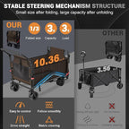 LEVELEVE Heavy Duty Folding Wagon - 2-in-1 Collapsible Cart, 650lb Capacity, All-Terrain Wheels w/Brakes & Side Pockets