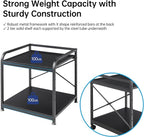 2 Tier Under Desk Printer Stand with Storage, 20 Inches Deep Large Printer Table with Height Adjustable Shelf, Rolling Printer Cart with Wheels for Home Office - Black