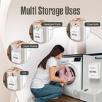 COZYCOTTAGE Magnetic Lint Bin for Laundry Room, Wall Mounted Metal Lint Box Holder Trash Can with Lid for Dryer, Storage Decor with Dryer Lint Basket for Laundry Room Organization, White