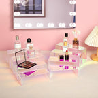 Iridescent Acrylic Display Risers, 8pcs Rainbow Display Stand Rectangular Stands Showcase Transparent Display Shelf for Dessert Cupcake Collectibles Figures Jewelry Perfume Christmas Decor