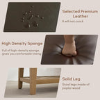 HUIMO Entryway Shoe Bench with Cushion, End of Bed Bench,Upholstered Bench for Kitchen, Bench with Solid Wood Shelf, Leather Ottoman Bench for Hallway, Living Room (PU-Brown)