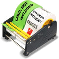 MDJ by Excell Manual Label Sticker Dispenser with 4 Suction Cups Base for Tabletop, Adjustable holder for multiple rolls for Office, Home, School, Warehouse, Easy Peel Off, Fits up to 6.5" Wide Labels