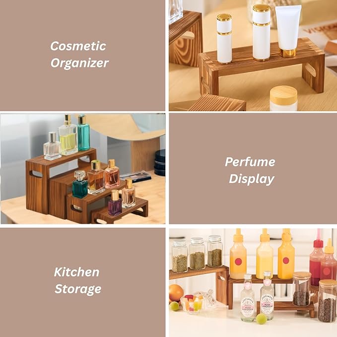 16PCS Wooden Buffet Risers and Stands with Reusable Table Signs, stackable Cube Rustic Wood Food Risers for Buffet Display, Cupcake Holder, Cupcake Stand, Dessert Table Display Set, 4 Sizes