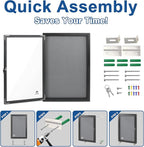 Lockable Outdoor Enclosed Bulletin Board,Weatherproof Cork Noticeboard with Locking Door, Wall-Mounted Aluminum Frame Display Case for Office, Home, School (Black Frame | Greyfelt Surface, 36x24 inch)