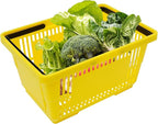 12 Pack Commercial Shopping Baskets - 28L Black/Yellow/Green Nesting Stackable Bins with Invisible Handle for Retail, Supermarket, Warehouse Durable Store Basket (Yellow)