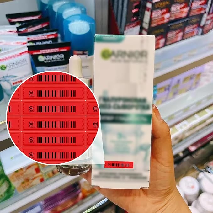 108 Pieces of 58 kHz Acousto-Magnetic (AM) Security Tag Labels, Compatible with 58 kHz EAS Systems. Features Simulated Barcodes