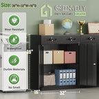Greenvelly Metal Storage Cabinet with 2 Drawers,36" Black Lockable Metal Cabinets with Doors and Shelves, Steel File Cabinet with Lock for Home Office, Garage, School, Apartment,Warehouse