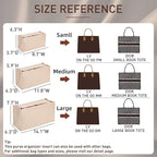 Doxo Purse Organizer Insert,Felt Tote Bag Organizer Insert Compatible with Dior Book Tote Large Bag & Onthego GM And More(Beige-with cover)