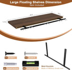 12 Inch Deep Floating Shelves for Wall 2 Pack Floating Shelfs Large Storage Space Wall Decor Display Shelf for Bathroom Living Room Bedroom Kitchen 40" W x 12" D x 1.2" H Walnut