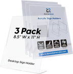 Mammoth DuraClear Acrylic Sign Holders 8.5 x 11 - Extra Thick and Durable Desktop Paper Sign Holders - Perfect for Retail and Booth Display Supplies - 3 Pack, Portrait