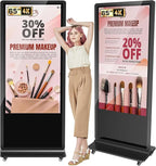 32/43/55/65 Inch Digital Signage Display, LCD Screen Advertising Display Kiosk Interactive Totem Floor Standing Auto AD Player with USB/HDMI/WiFi Android OS (65'' Touch Screen)