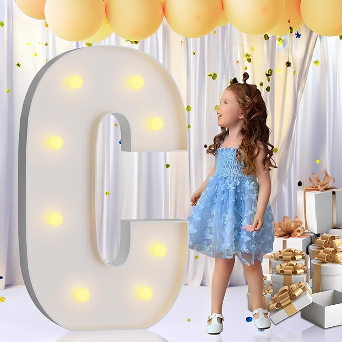 imprsv 3FT Marquee Letters, Mosaic Light Up Letters for Birthday Baby Shower Wedding Engagement Party Backdrop Decor, Large Marquee C for Party Decorations