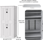EHHLY Heavy Duty Tall Storage Cabinet Outdoor Weatherproof, 28 Cuft Garage Storage Cabinet with 4 Adjustable Shelves, Lockable Kitchen Pantry Closer Organizer, 31Wx23Lx66H, Polar White