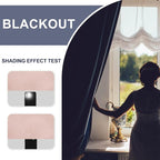 JIUZHEN Blackout Curtains for Bedroom - 70 x 63 Inch Extra Wide Privacy Assured Thermal Insulated Room Darkening Sliding Door Curtains for Living Room, Set of 2 Panels with Tiebacks, Blush Pink