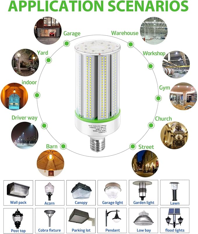 2-Pack 60W LED Corn Light Bulb,E26/E39 LED Bulbs,Super Bright,5000k,Replacement CFL Metal Halide HID HPS for Street Area Basement Yard Warehouse Work Shop High Bay Light Fixture Gym