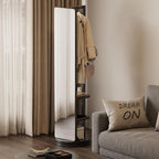 WoodsWhisper Full Length Mirror Coat Rack Solid Wood Floor Mirror 66"x12" Full Length Mirror with Stand Long Mirrors for Bedroom,Living Room