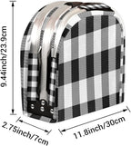 Plaid Collapsible Market Basket, White Black Stripe Leakproof Folding Collapsible Portable Picnic Basket Strong Aluminum Frame for Travel, Shopping, Camping & Lake Trips