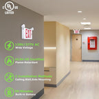 Gruenlich Red Exit Sign with Emergency Lights, 2 Adjustable LED Heads and Backup Battery, UL 924, AC 120/277V, Commercial Hardwired Exit Light for Business, 2 Pack