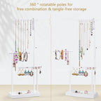 SRIWATANA Jewelry Organizer Stand, Extra Tall Jewelry Display Necklace Holder, Gift Idea (White)
