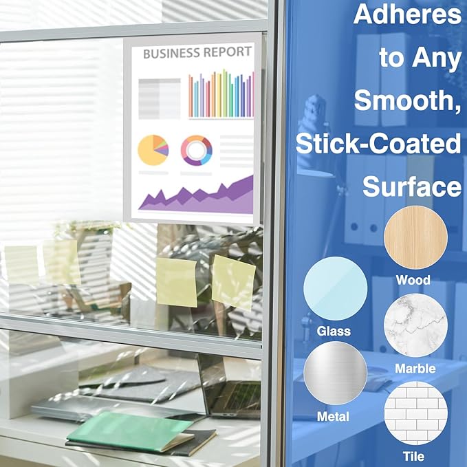 Self-Adhesive Magnetic Document Sign Holder 8.5X11'',Silver,Pack of 10