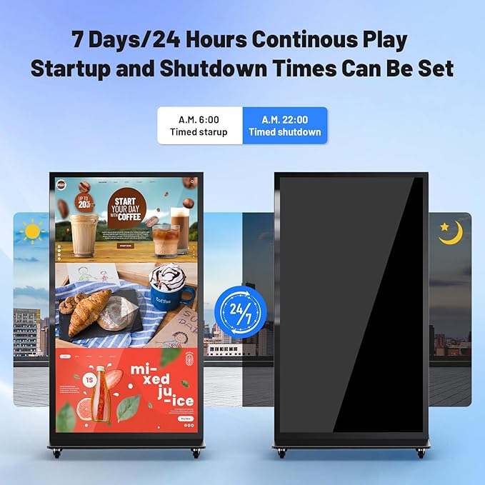 75 Inch Full Screen Indoor Floor Stand Digital Signage Digital Kiosks With Android System Lcd Poster Display With WiFi HDMI/USB Input Auto Media Player