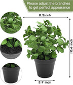 Small Fake Plants Mint Artificial Potted Plants for Home Office Bathroom Shelf Farmhouse Coffee Table Decor (Green)