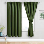 JIUZHEN Christmas Blackout Curtains for Bedroom - Thermal Insulated Room Darkening Noise Reducing, 52 x 63 Inch Length Curtains for Living Room, Set of 2 Panels with Tiebacks, Olive Green