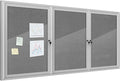 Mifuro 70"x34" Enclosed Bulletin Board, Outdoor Lockable Weather-Resistant Aluminum Cork Noticeboard for School & Office, Silver Frame w/Grey Flet